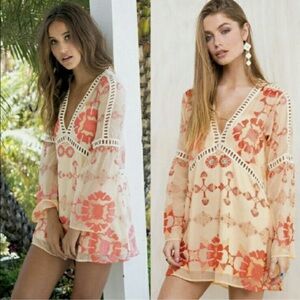 For Love & Lemons Barcelona A-Line Dress Creme Size Small